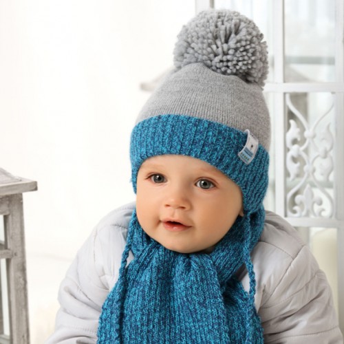 Detské čiapky zimné - chlapčenské so šálikom - model - 1/820